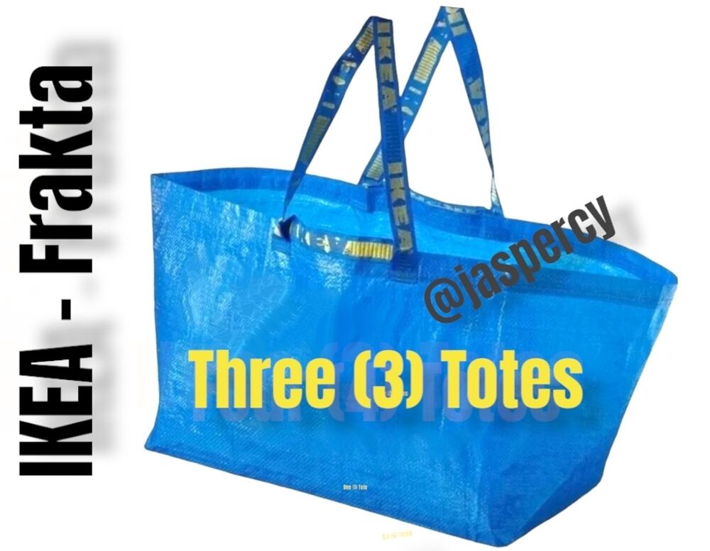 IKEA Frakta Three (3) Large Blue Reusable Shopping  Laundry Tote Bag Moving New